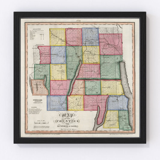 Vintage Map of Ontario County, New York 1840