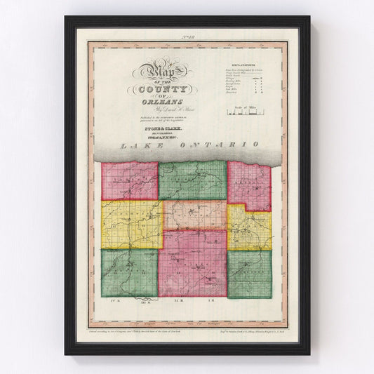Vintage Map of Orleans County, New York 1840