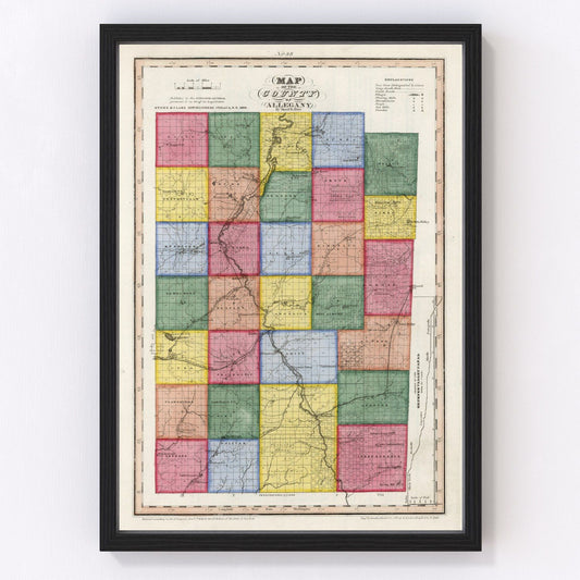 Vintage Map of Allegany County, New York 1840