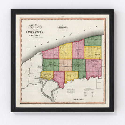 Vintage Map of Niagara County, New York 1840