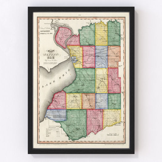Vintage Map of Erie County, New York 1839