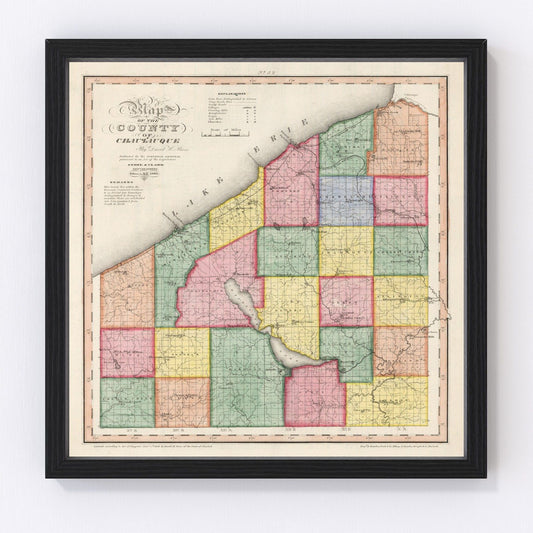 Vintage Map of Chautauqua County, New York 1840