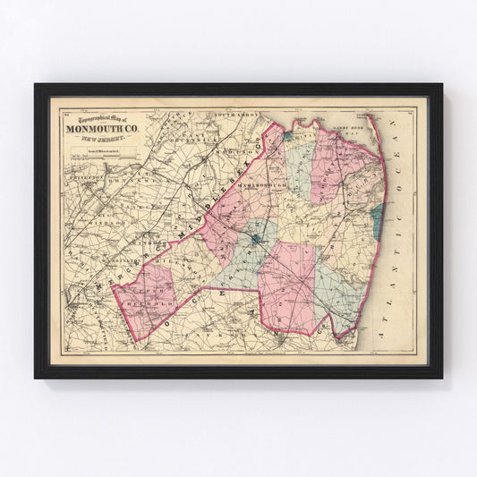 Vintage Map of Monmouth County, New Jersey 1872