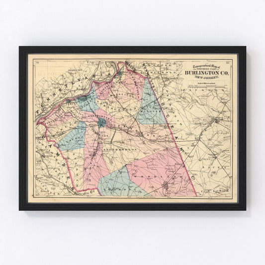 Vintage Map of Burlington County, New Jersey 1872