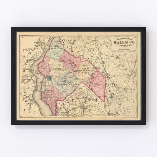 Vintage Map of Salem County, New Jersey 1872