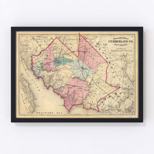 Vintage Map of Cumberland County, New Jersey 1872