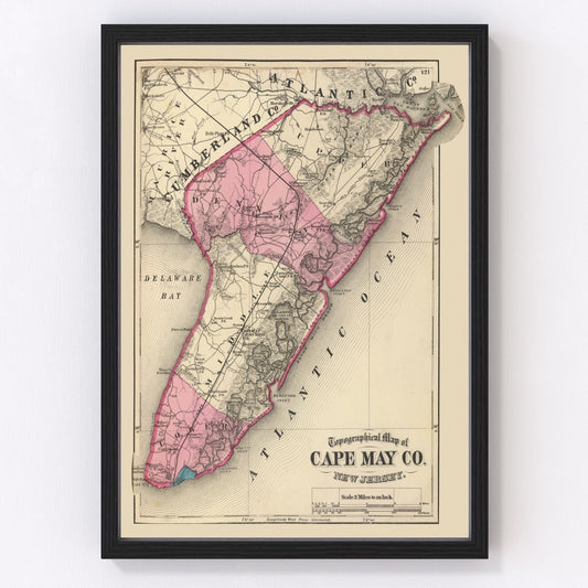 Vintage Map of Cape May County, New Jersey 1872