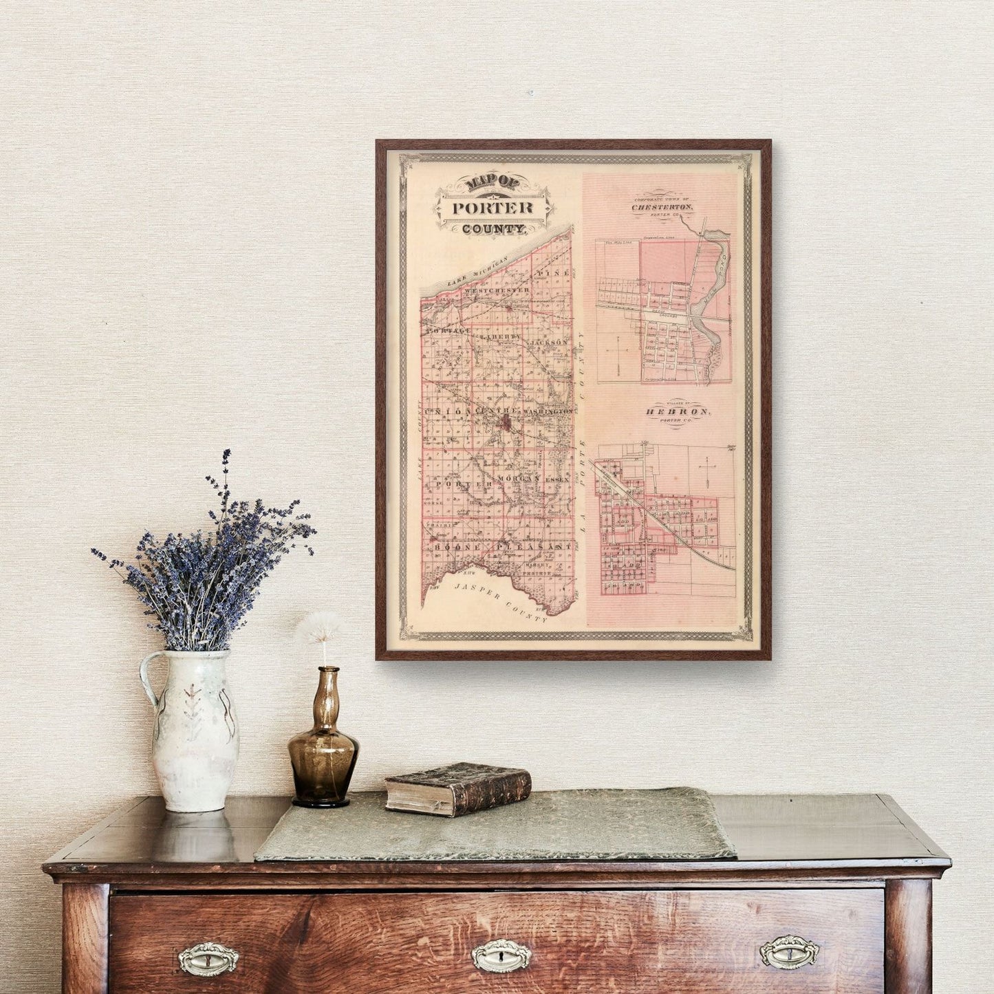 Vintage Map of Porter County, Indiana 1876