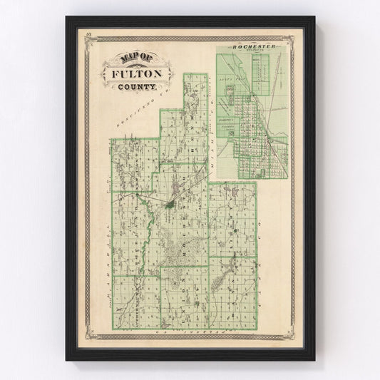 Vintage Map of Fulton County, Indiana 1876