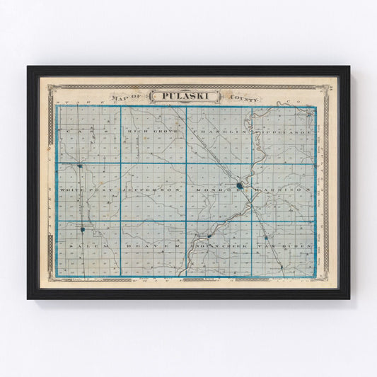 Vintage Map of Pulaski County, Indiana 1876
