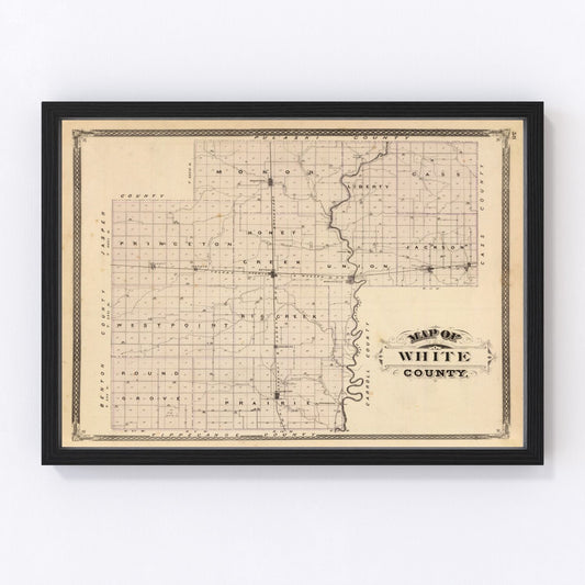 Vintage Map of White County, Indiana 1876