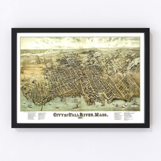 Vintage Map of Fall River, Massachusetts 1877