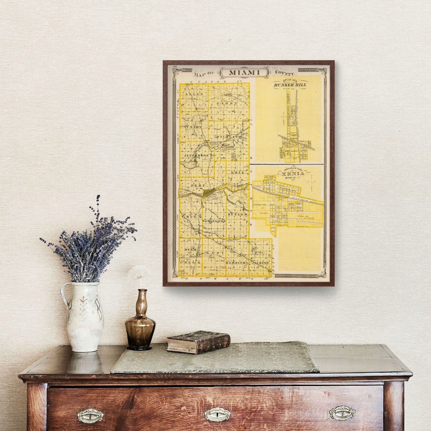 Vintage Map of Miami County, Indiana 1876