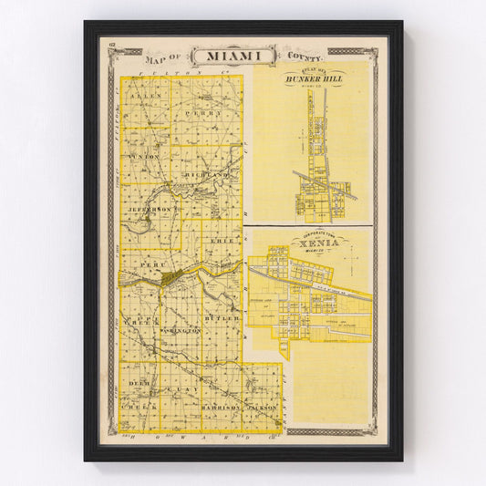 Vintage Map of Miami County, Indiana 1876