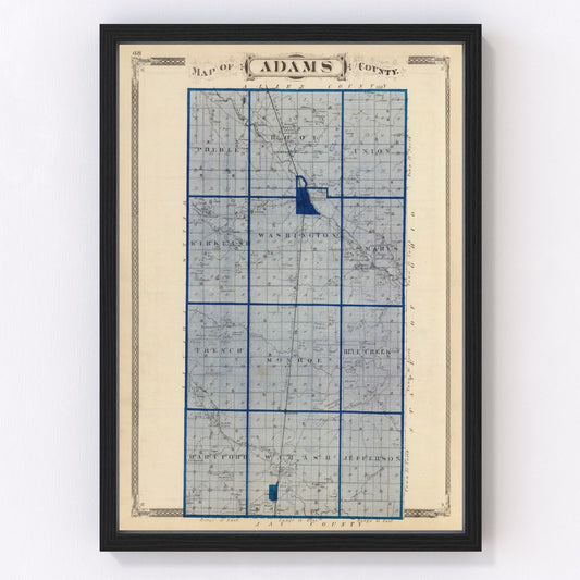 Vintage Map of Adams County, Indiana 1876