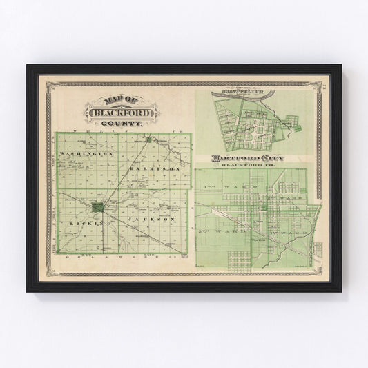 Vintage Map of Blackford County, Indiana 1876