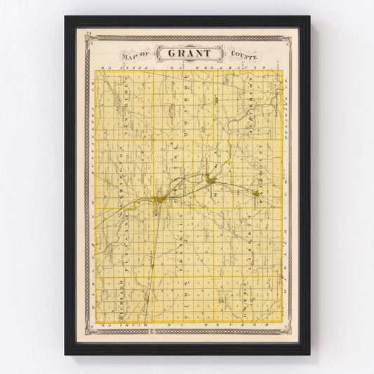 Vintage Map of Grant County, Indiana 1876