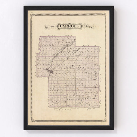 Vintage Map of Carroll County, Indiana 1876