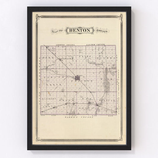 Vintage Map of Benton County, Indiana 1876