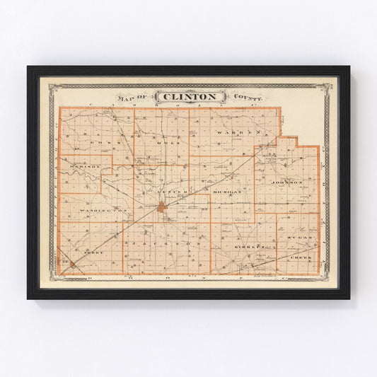 Vintage Map of Clinton County, Indiana 1876