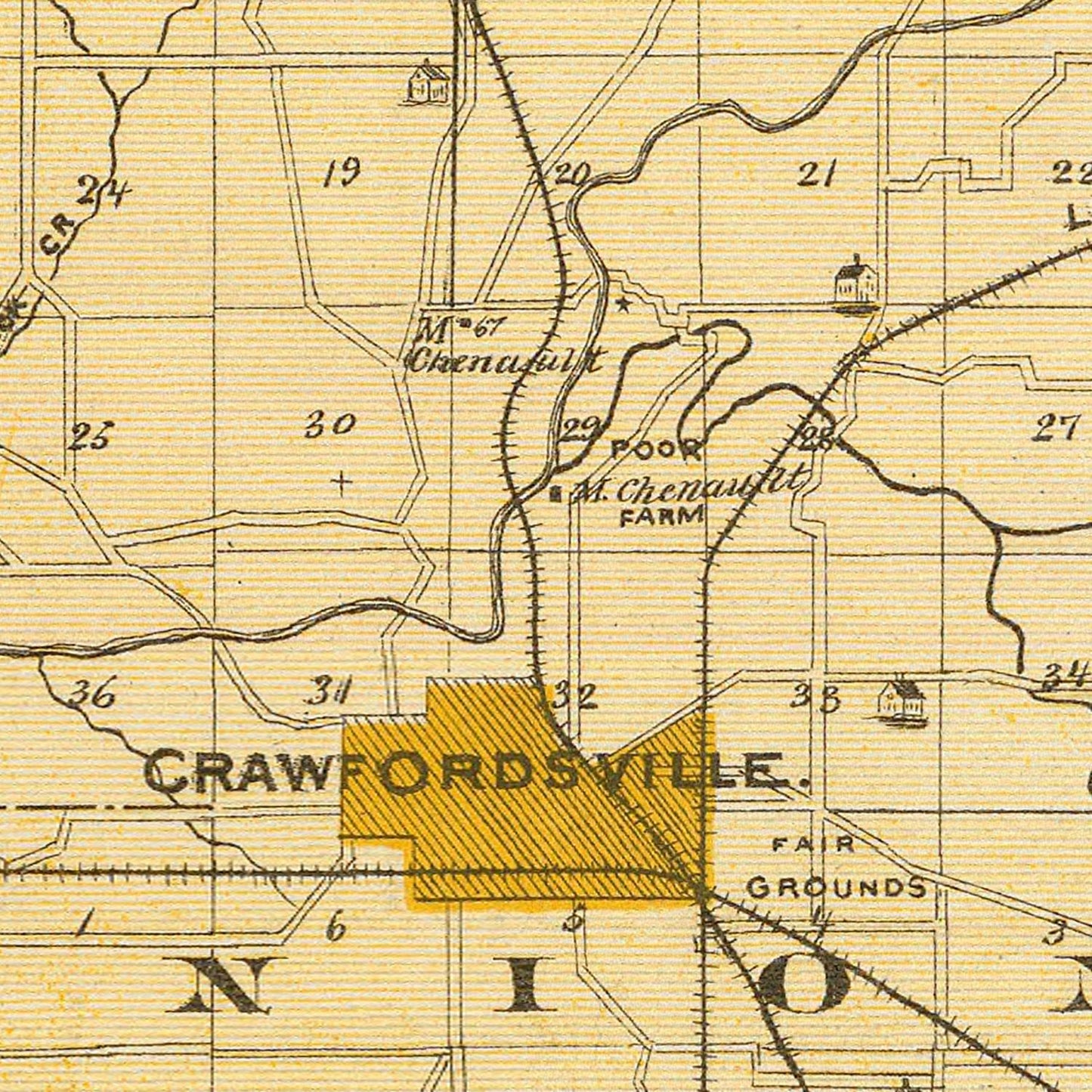 Vintage Map of Montgomery County, Indiana 1876