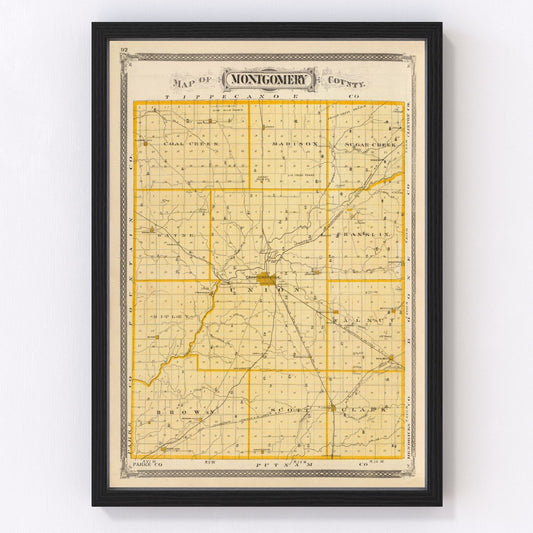Vintage Map of Montgomery County, Indiana 1876