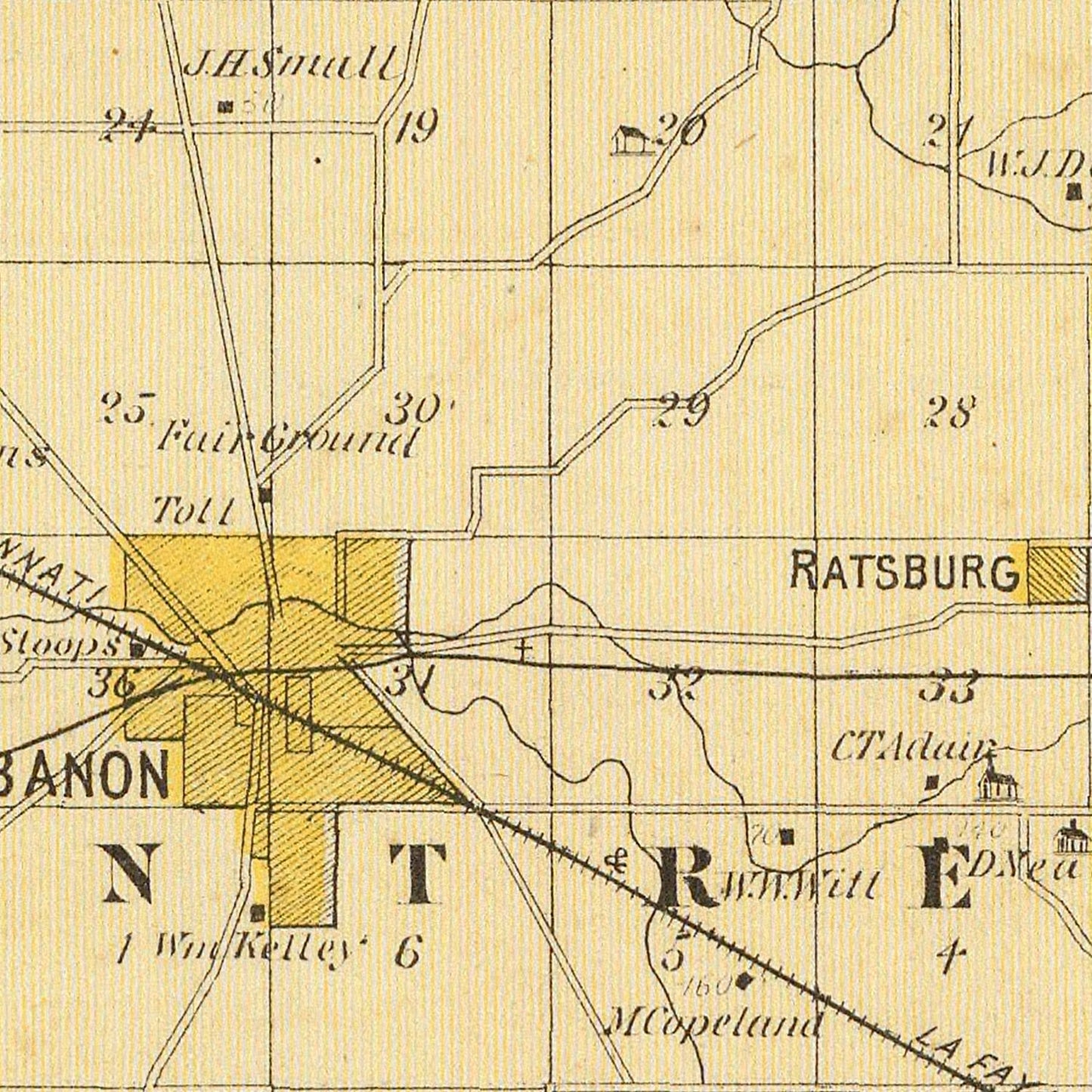 Vintage Map of Boone County, Indiana 1876
