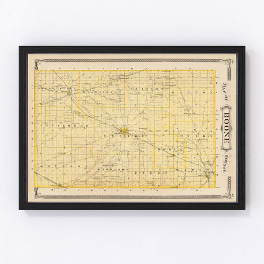 Vintage Map of Boone County, Indiana 1876