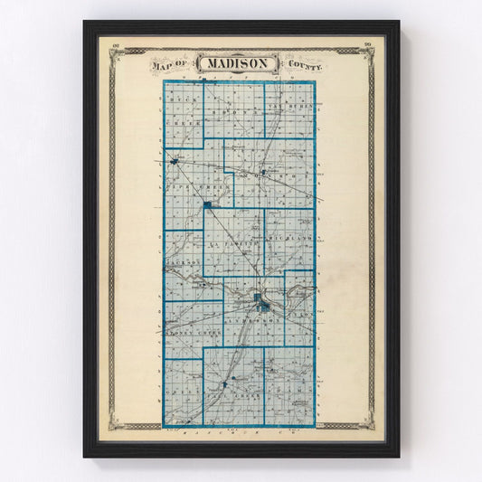Vintage Map of Madison County, Indiana 1876