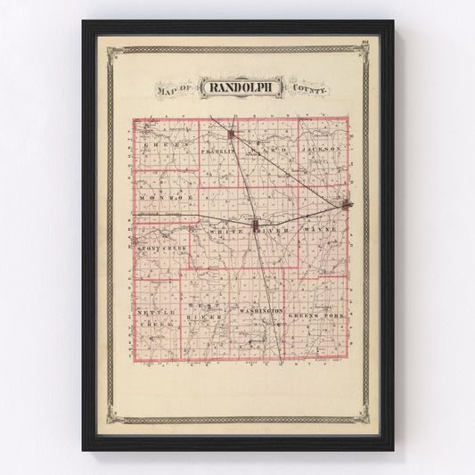 Vintage Map of Randolph County, Indiana 1876