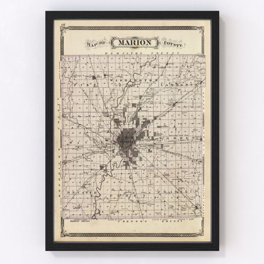 Vintage Map of Marion County, Indiana 1876