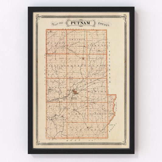 Vintage Map of Putnam County, Indiana 1876