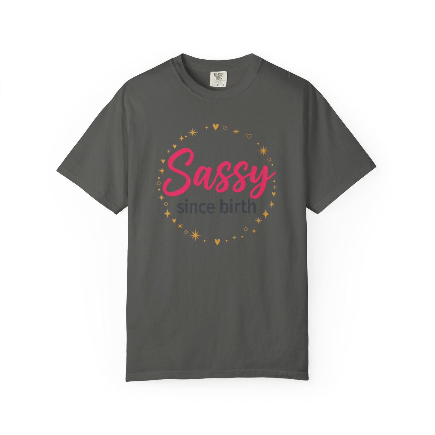 Sassy Since Birth T-Shirt | Pink, Gold Stars
