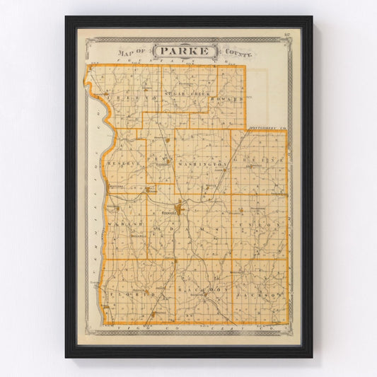 Vintage Map of Parke County, Indiana 1876