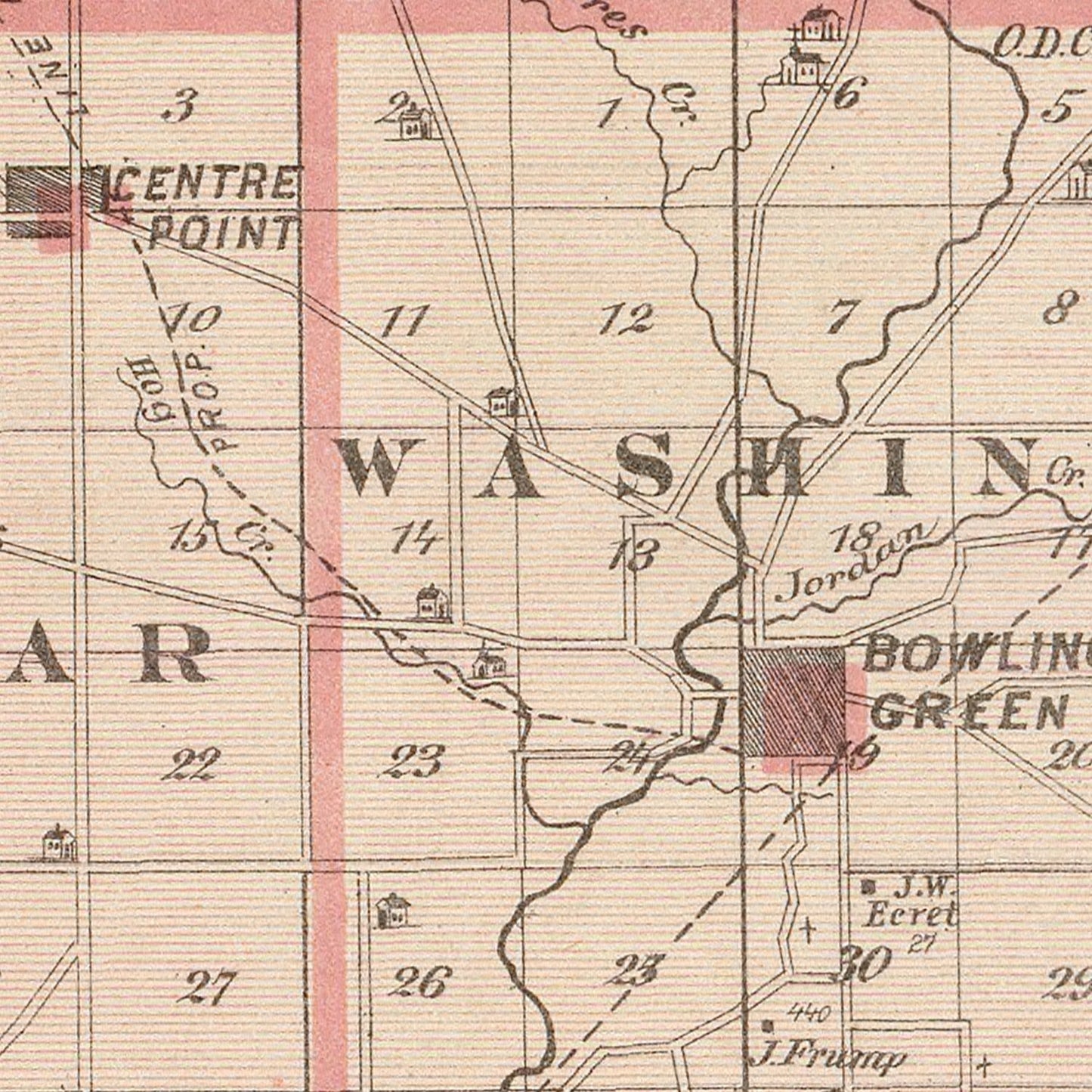 Vintage Map of Clay County, Indiana 1876