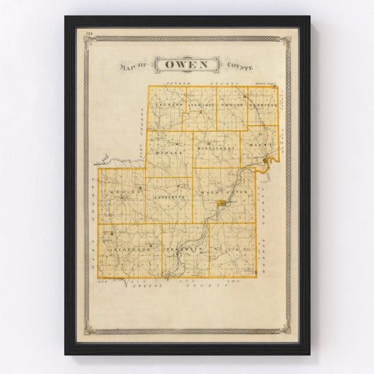 Vintage Map of Owen County, Indiana 1876