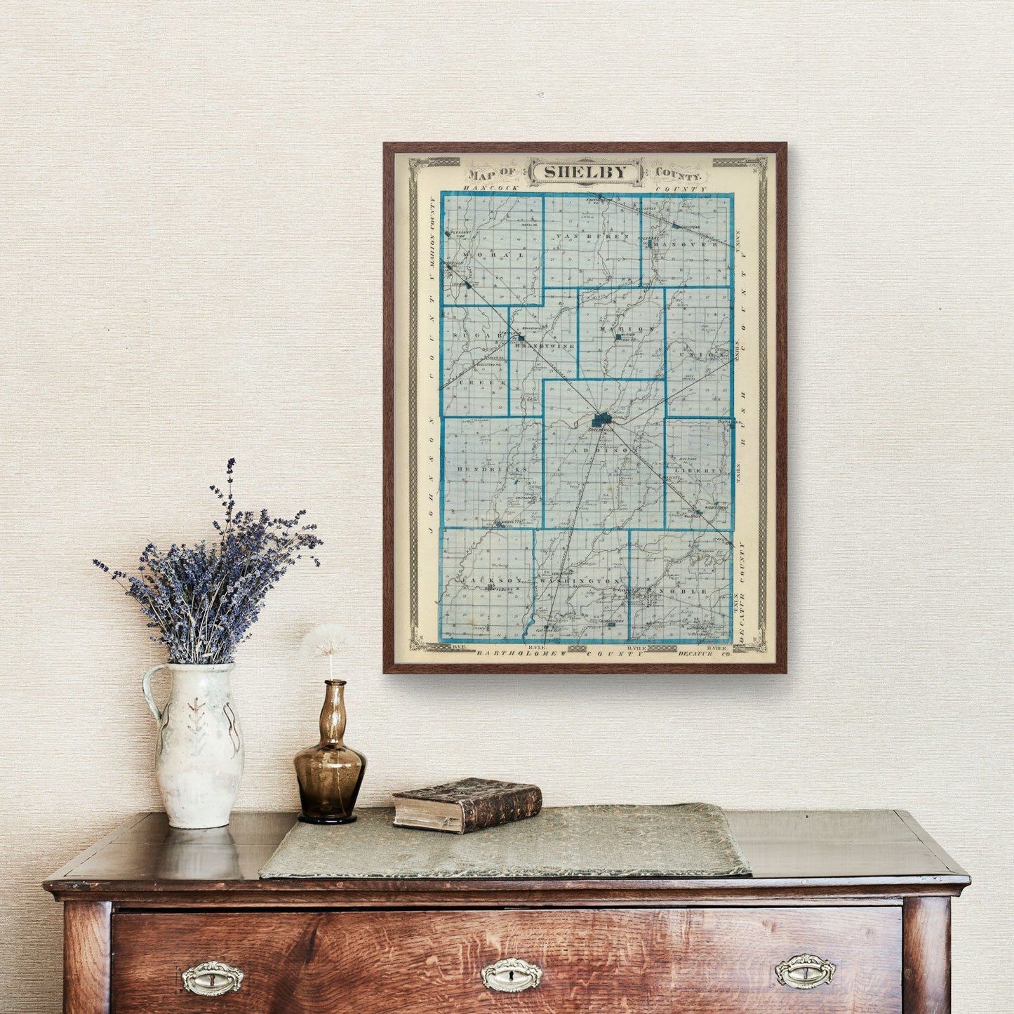 Vintage Map of Shelby County, Indiana 1876