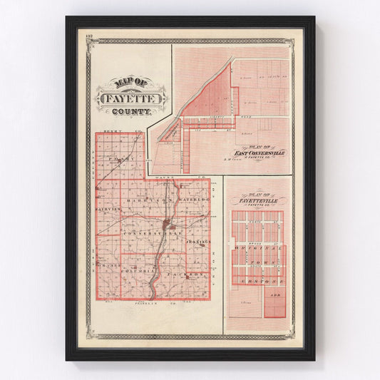 Vintage Map of Fayette County, Indiana 1876