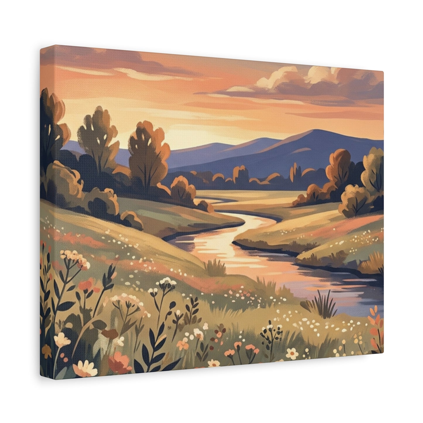 Sunset Meadow Canvas Wall Art