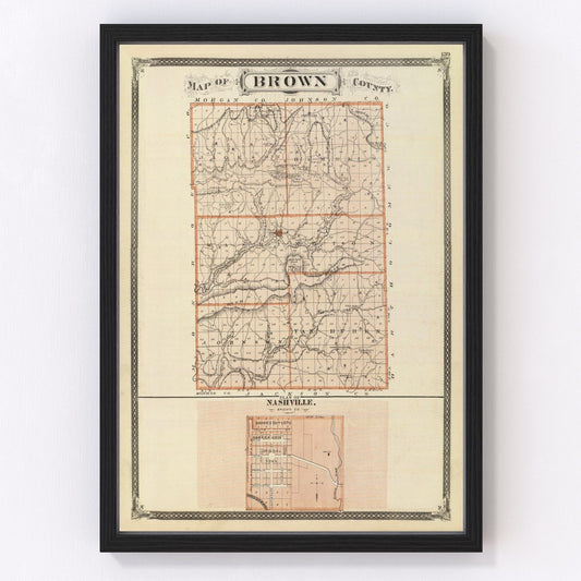 Vintage Map of Brown County, Indiana 1876