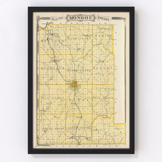 Vintage Map of Monroe County, Indiana 1876