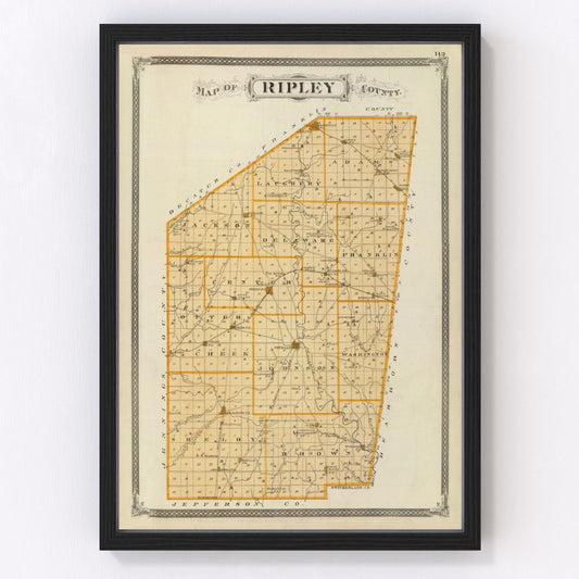 Vintage Map of Ripley County, Indiana 1876