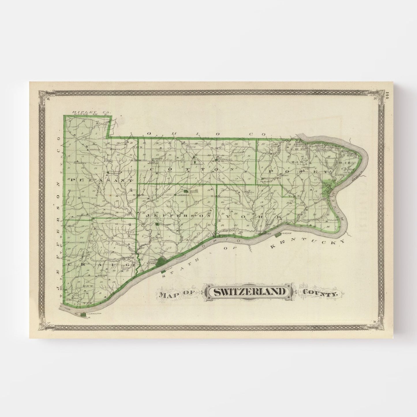 Vintage Map of Switzerland County, Indiana 1876