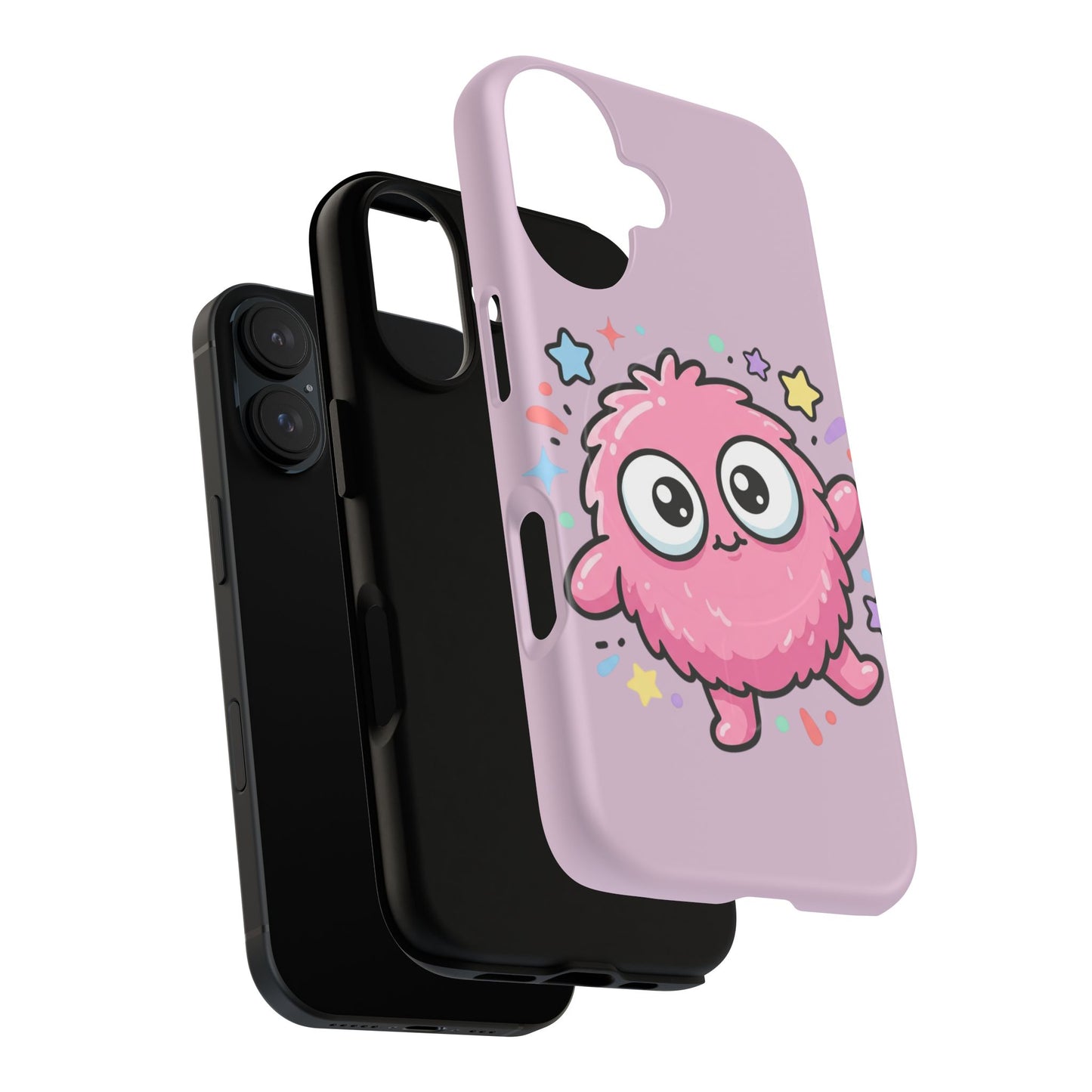Cute Pink Fuzzy Monster Tough Magnetic Phone Case — Cute Kawaii Protective iPhone Cover