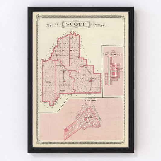 Vintage Map of Scott County, Indiana 1876