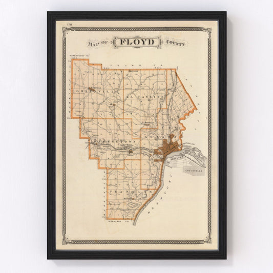Vintage Map of Floyd County, Indiana 1876