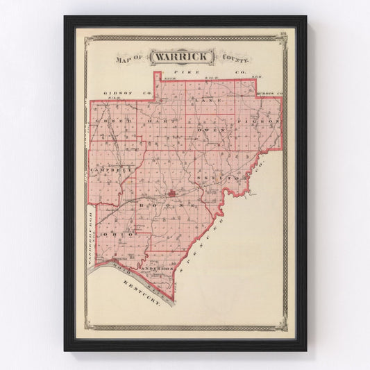 Vintage Map of Warrick County, Indiana 1876