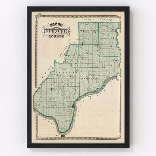 Vintage Map of Spencer County, Indiana 1876