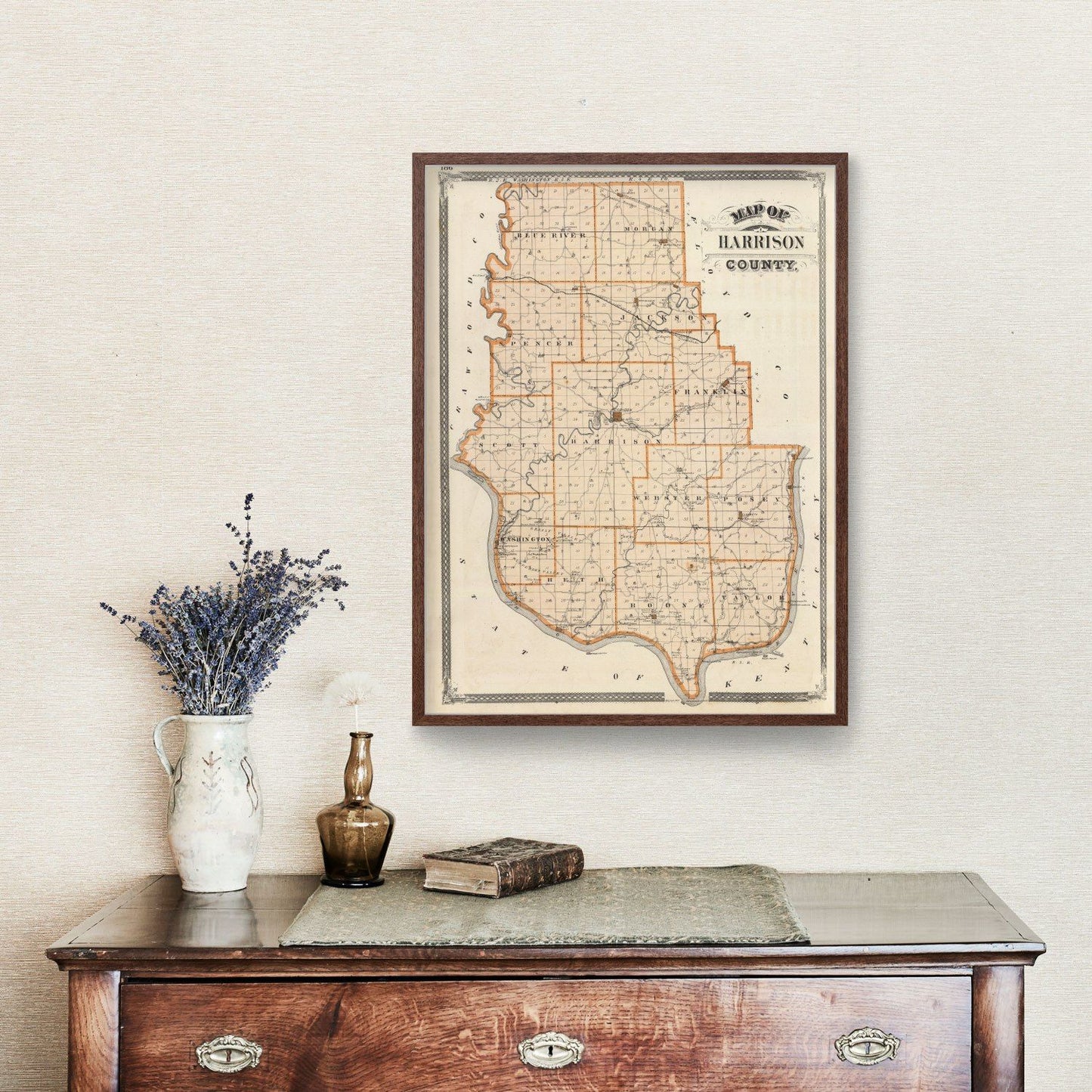 Vintage Map of Harrison County, Indiana 1876