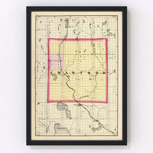 Vintage Map of Crawford County, Michigan 1873